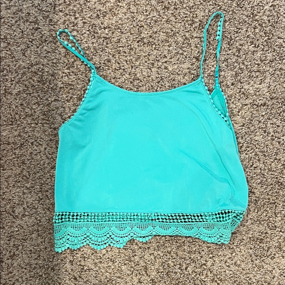 Aqua Lace Trim Women's Top